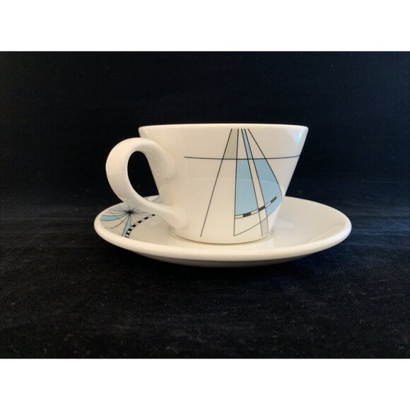 Dudson Finest Vitrified Cup & Saucer Set Princess Cruise Line Abstract Design - Picture 4 of 12